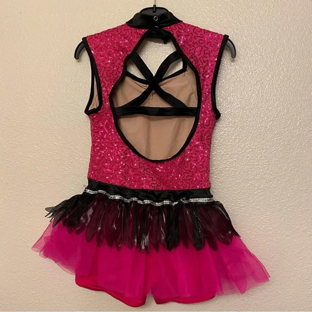 WEISSMAN Dance Costume hot pink sassy sequin tutu Glamorous 7955 Child LC